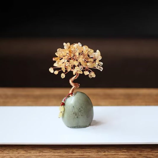 Natural Citrine Wealth Tree Decoration for Home Office