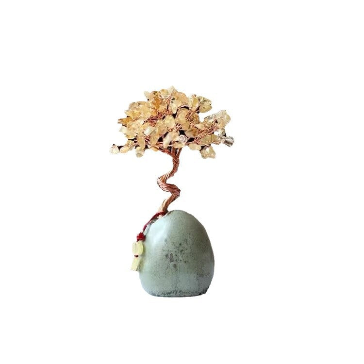 Natural Citrine Wealth Tree Decoration for Home Office