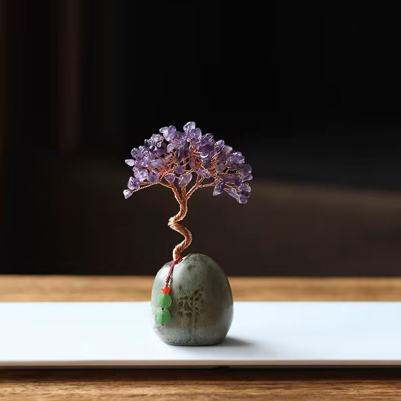 Natural Citrine Wealth Tree Decoration for Home Office
