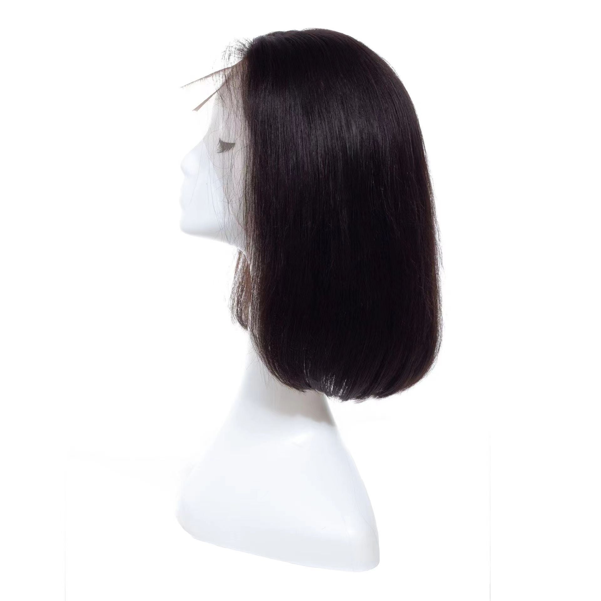 Natural color full real human hair straight wig head cover