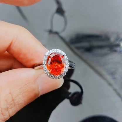 Natural Colored Treasure Elliptical Zircon Ring, Versatile Natural Crystal Rose Gold Ring