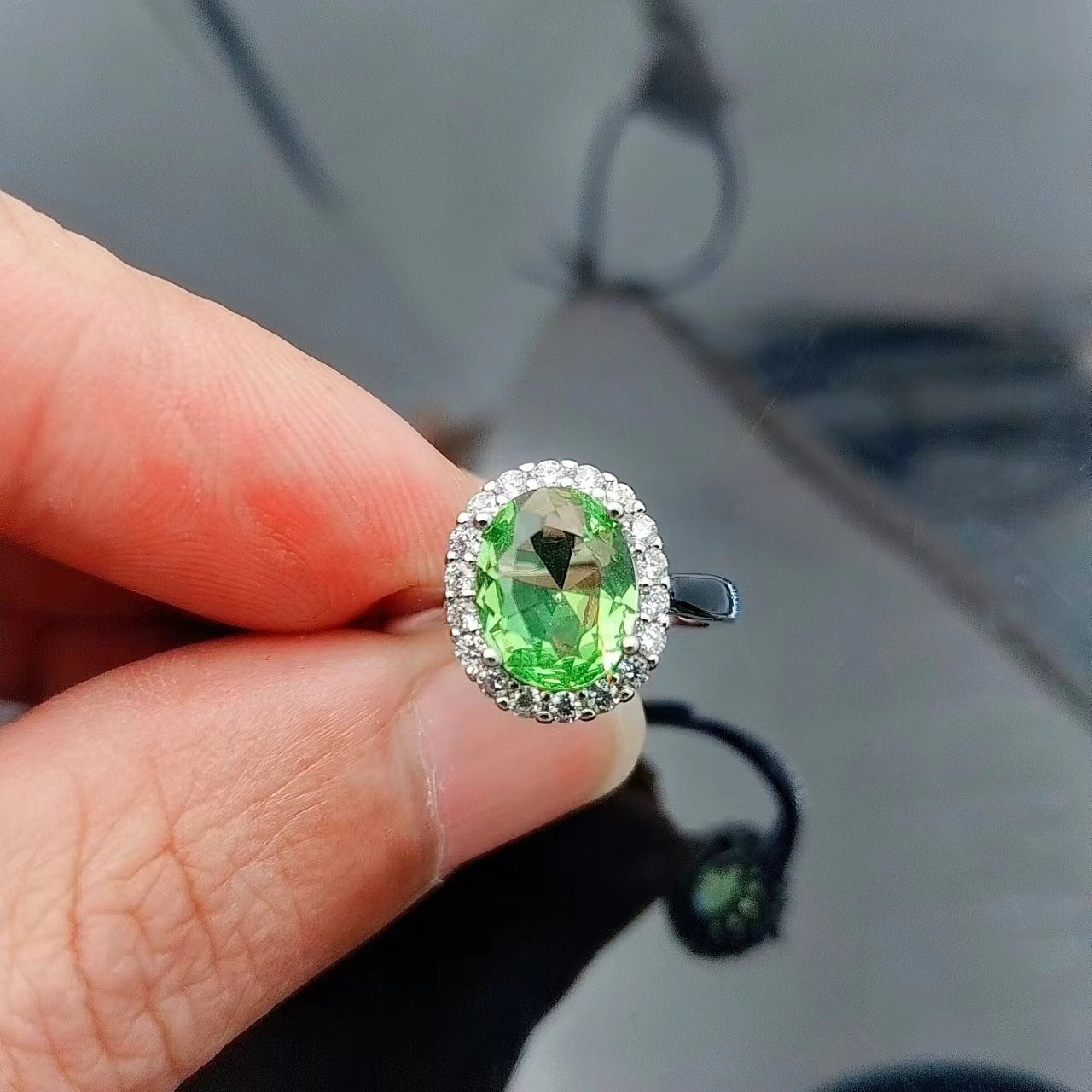 Natural Colored Treasure Elliptical Zircon Ring, Versatile Natural Crystal Rose Gold Ring