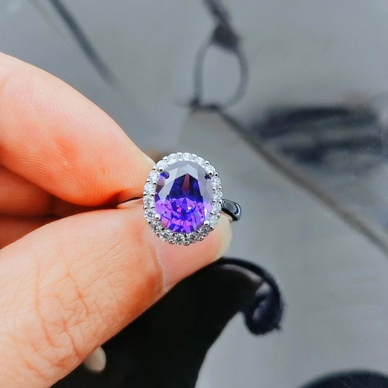 Natural Colored Treasure Elliptical Zircon Ring, Versatile Natural Crystal Rose Gold Ring