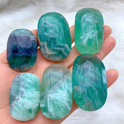 Natural Feather Fluorite Handheld Stone Decoration
