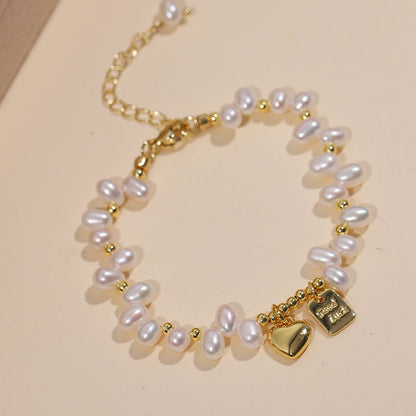 Natural Freshwater Pearl Heart Shaped Bracelet for Women