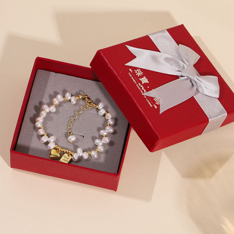 Natural Freshwater Pearl Heart Shaped Bracelet for Women