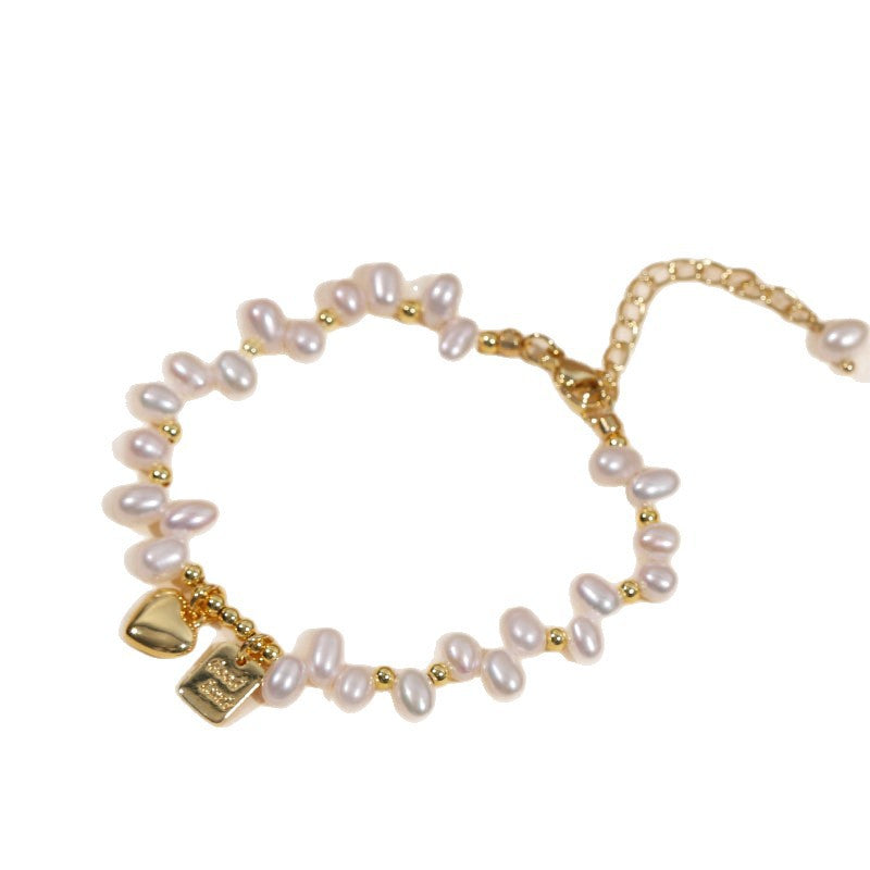 Natural Freshwater Pearl Heart Shaped Bracelet for Women