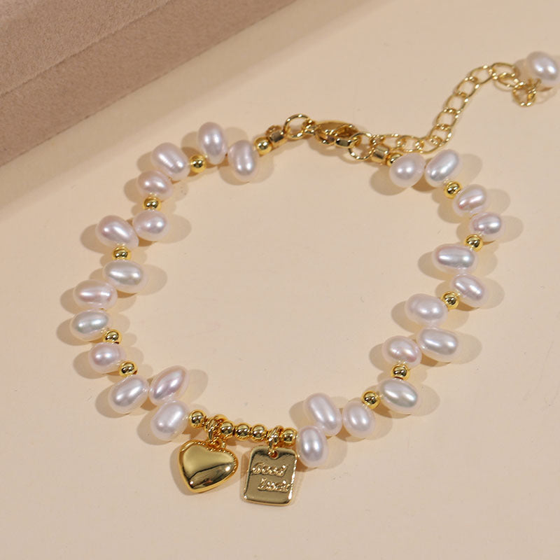 Natural Freshwater Pearl Heart Shaped Bracelet for Women