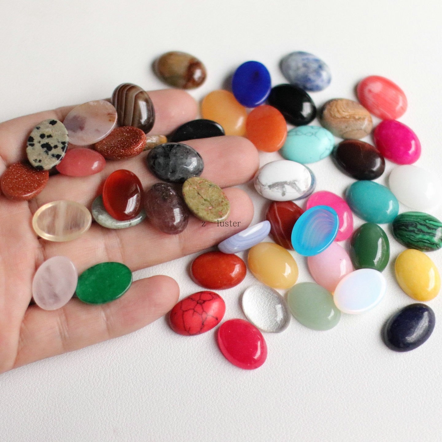 Natural Gemstone Egg Shaped Beads