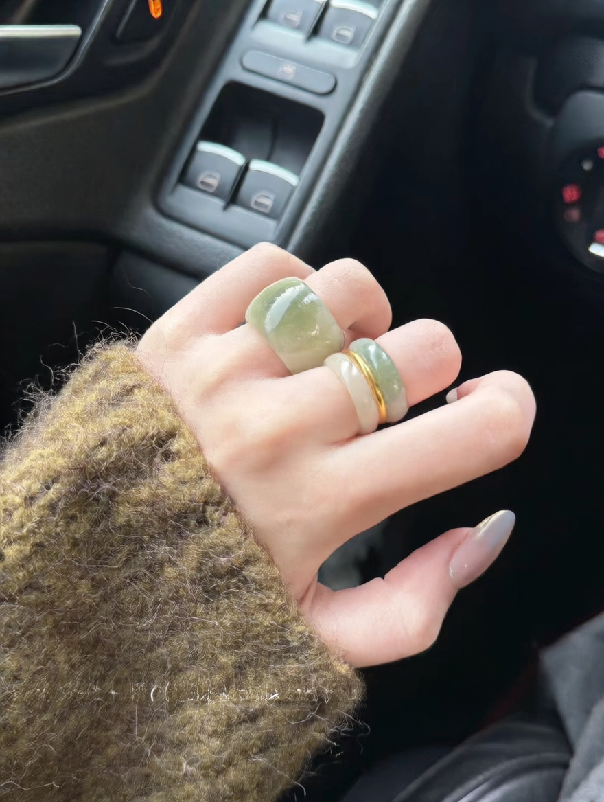 Natural Hetian jade ring