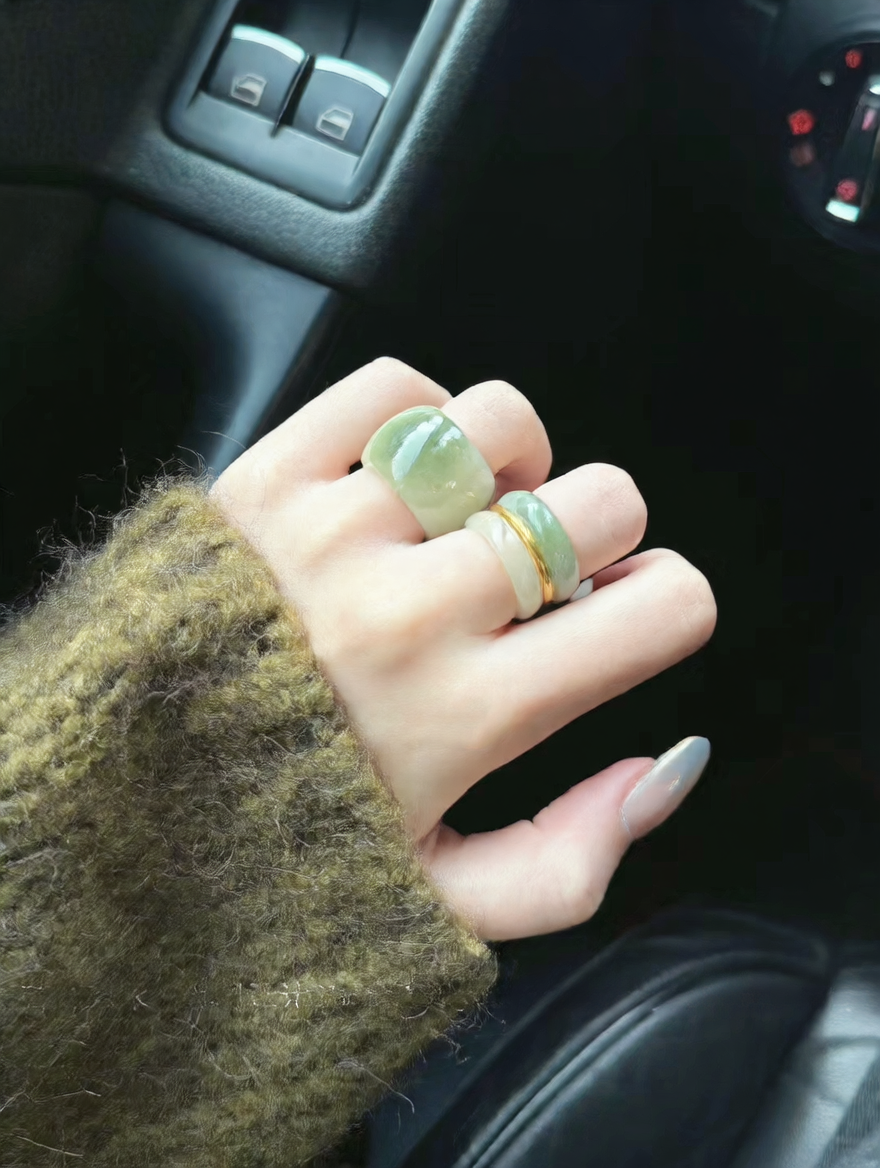 Natural Hetian jade ring