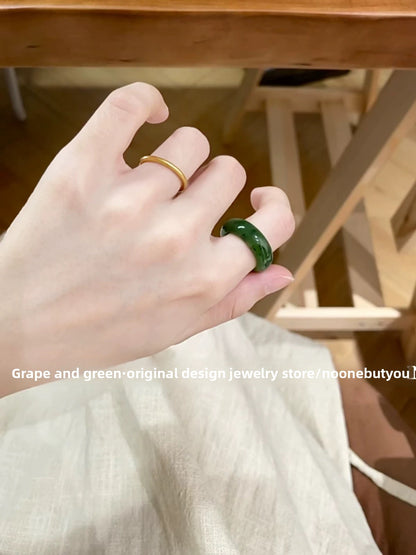 Natural Hetian jade ring