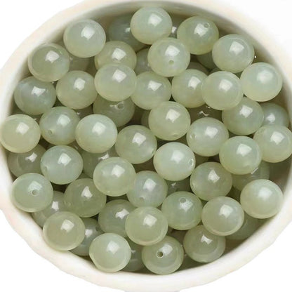 Natural Hetian Jade Round Beads