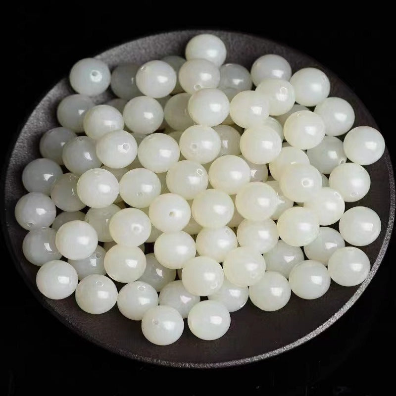 Natural Hetian Jade Round Beads
