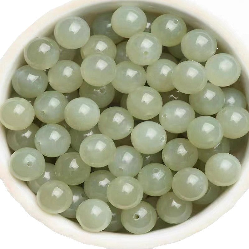 Natural Hetian Jade Round Beads