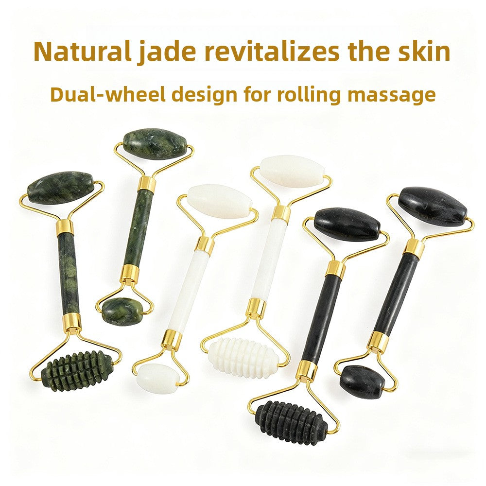 Natural Jade Facial Roller and Scraping Board Set