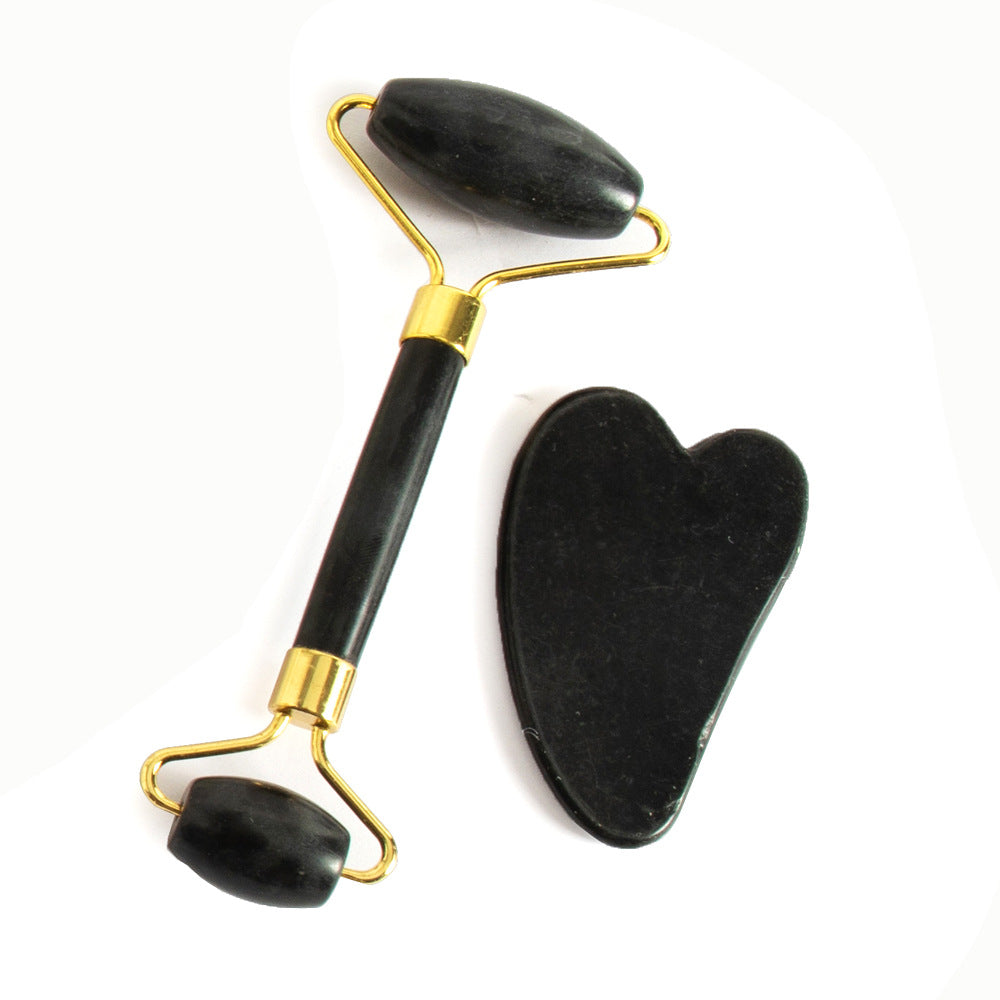 Natural Jade Facial Roller and Scraping Board Set
