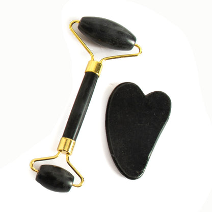 Natural Jade Facial Roller and Scraping Board Set