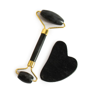 Natural Jade Facial Roller and Scraping Board Set