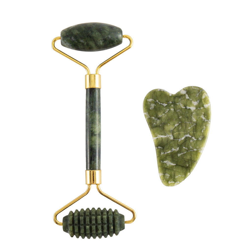 Natural Jade Facial Roller and Scraping Board Set