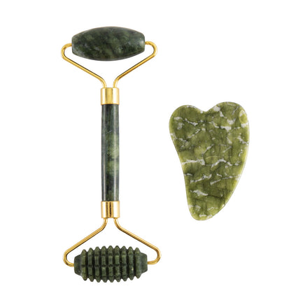 Natural Jade Facial Roller and Scraping Board Set