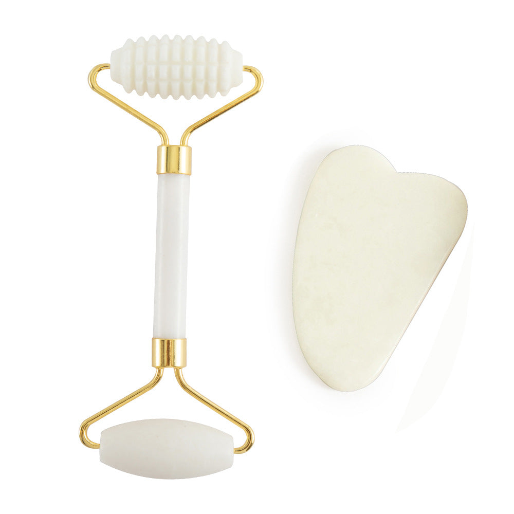Natural Jade Facial Roller and Scraping Board Set