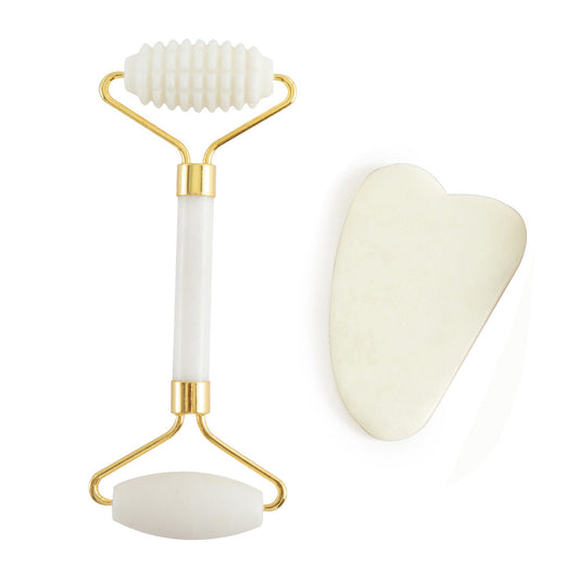 Natural Jade Facial Roller and Scraping Board Set