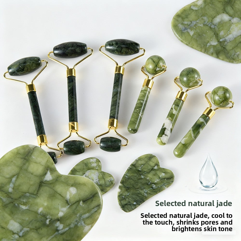 Natural Jade Facial Roller and Scraping Board Set