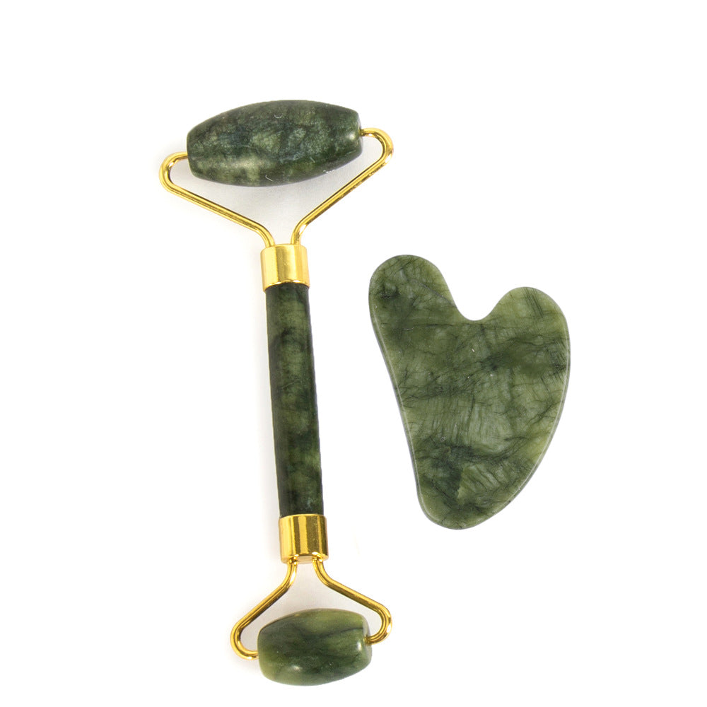 Natural Jade Facial Roller and Scraping Board Set