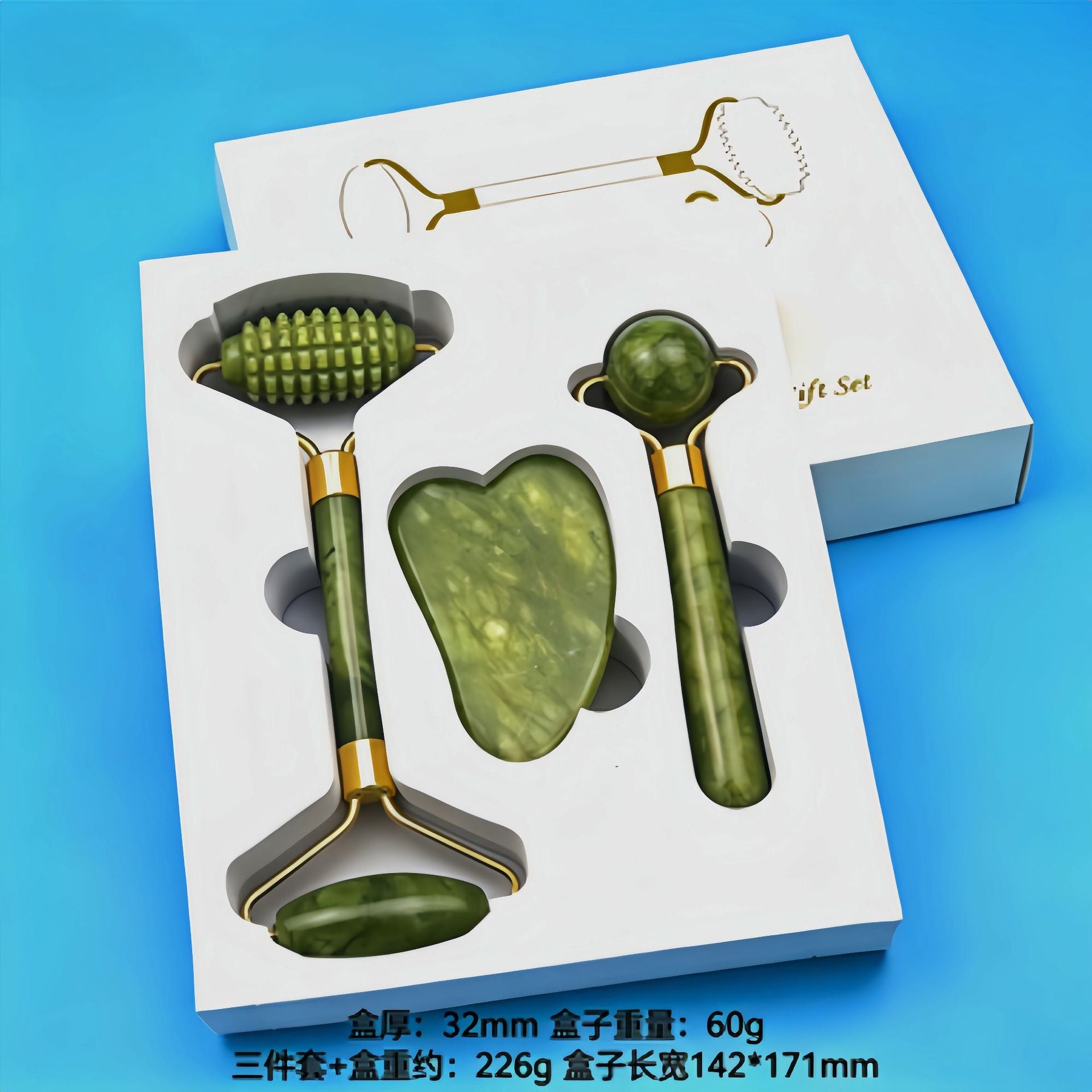 Natural Jade Facial Roller Massage Set