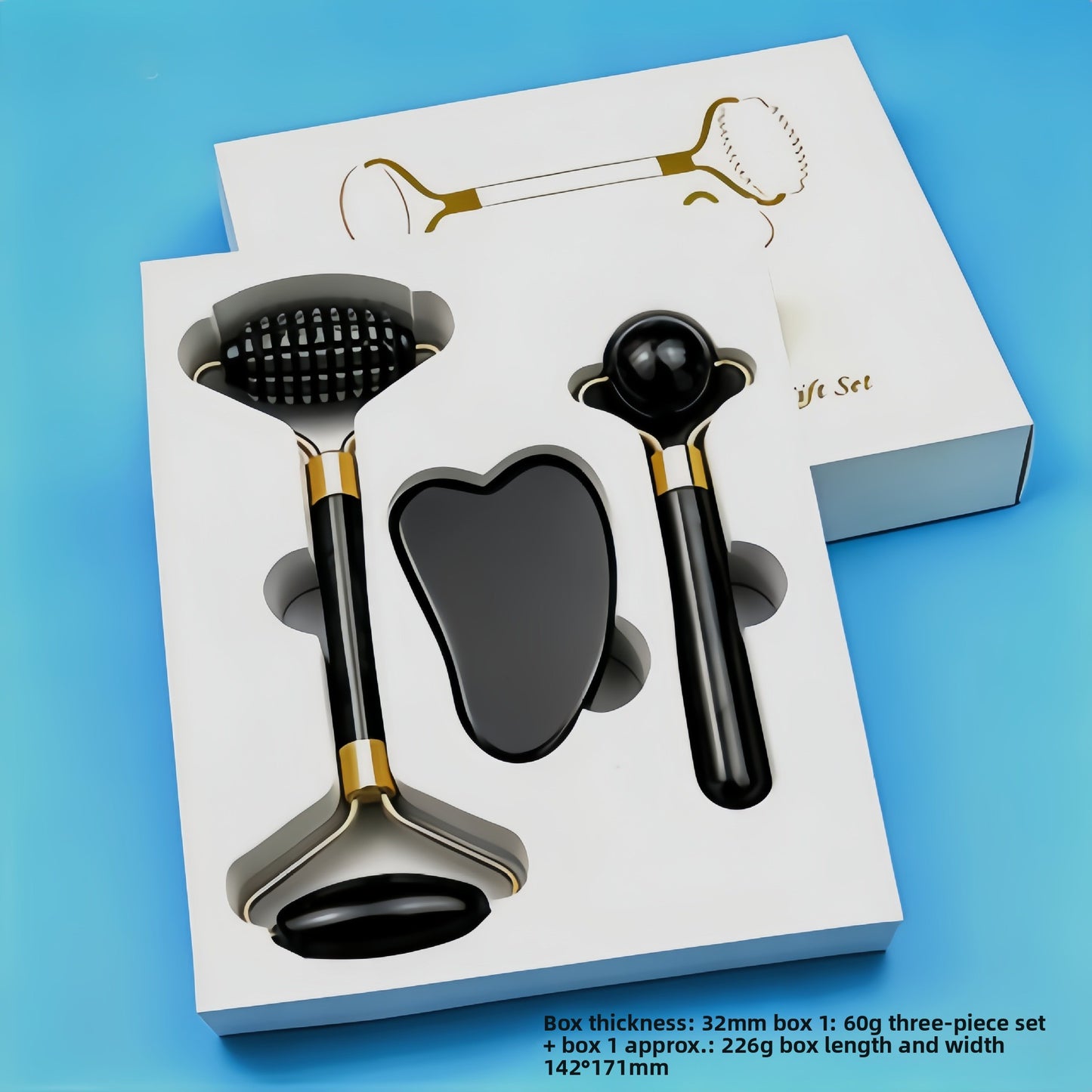 Natural Jade Facial Roller Massage Set