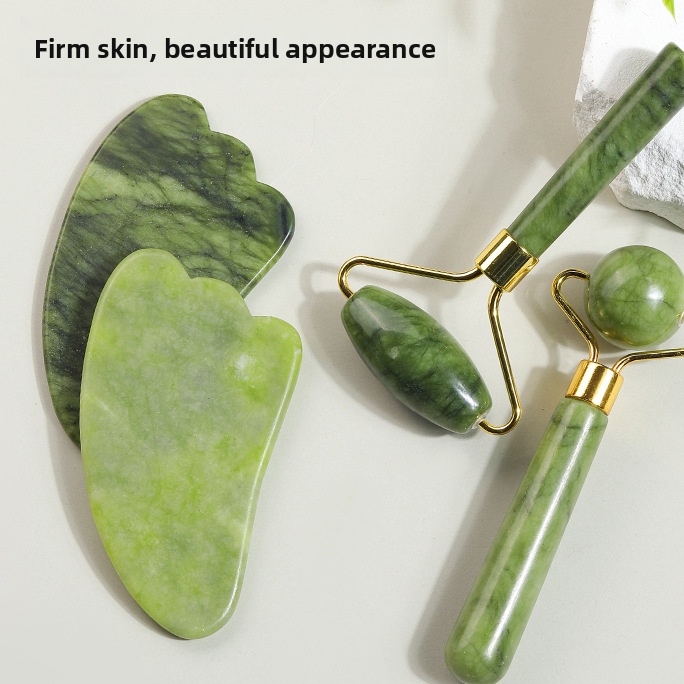 Natural Jade Facial Roller Massage Set