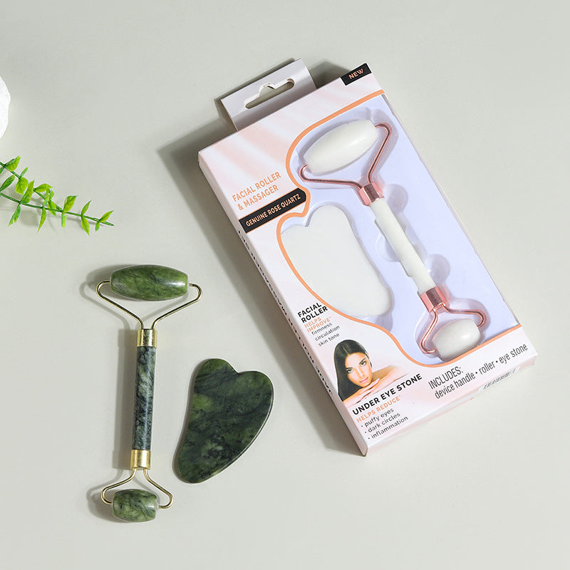 Natural Jade Facial Roller Massage Set