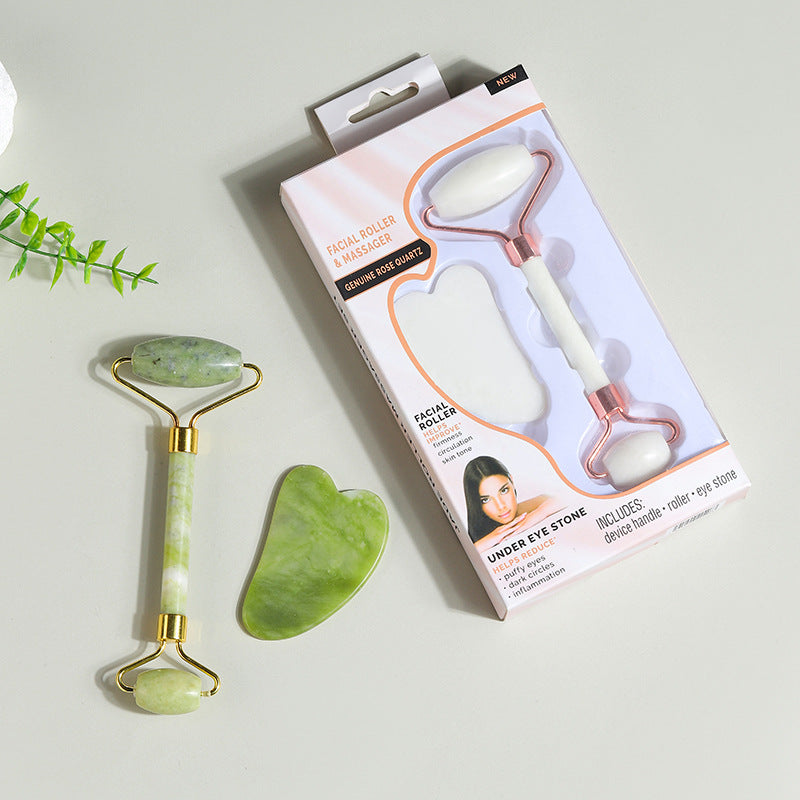 Natural Jade Facial Roller Massage Set