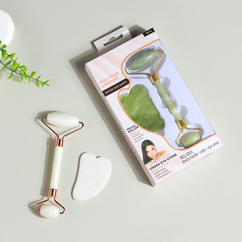 Natural Jade Facial Roller Massage Set