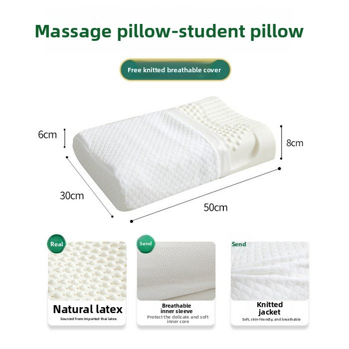 Natural Latex Cervical Support Pillow with Massage Particles