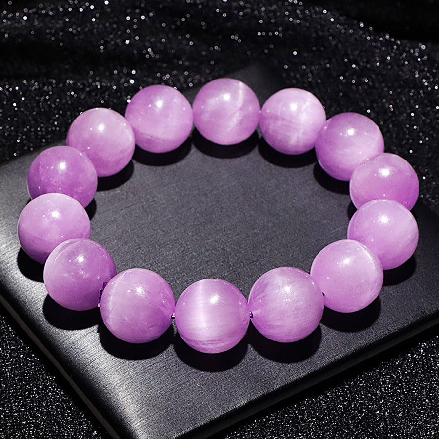 Natural Lavender Kunzite Cat Eye Crystal Bracelet