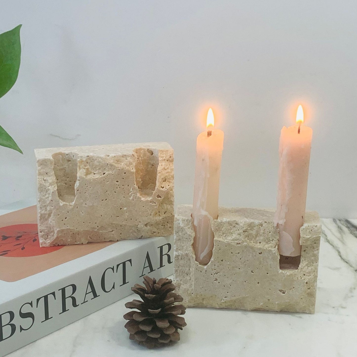 Natural Marble Rectangular Candle Holder
