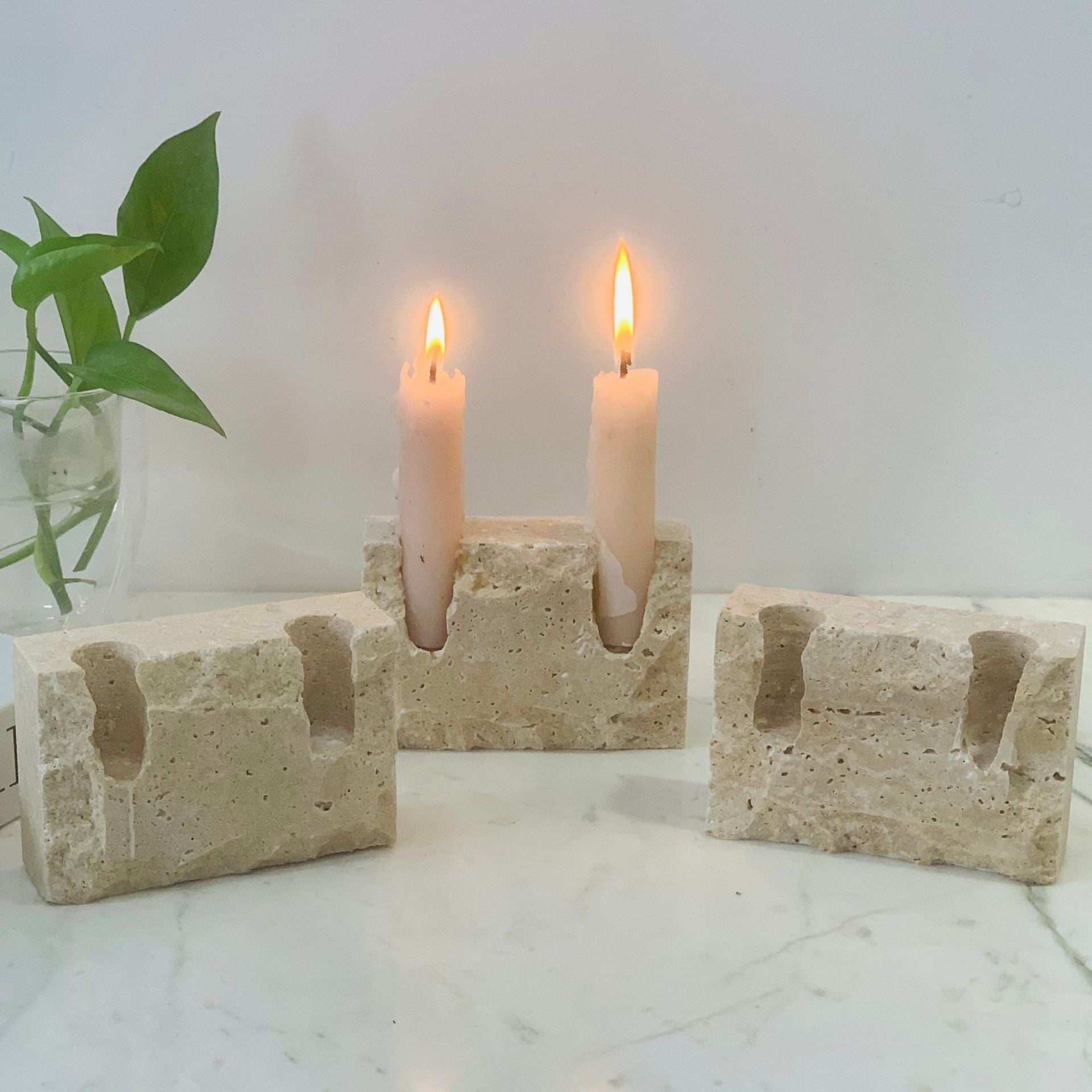 Natural Marble Rectangular Candle Holder