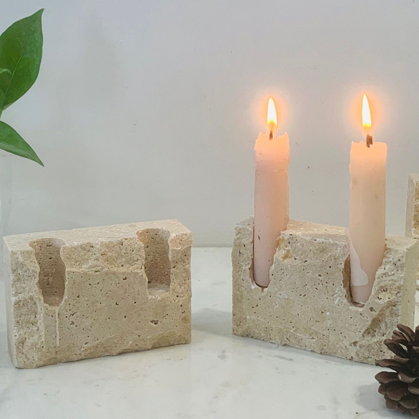 Natural Marble Rectangular Candle Holder