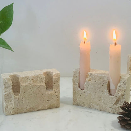 Natural Marble Rectangular Candle Holder
