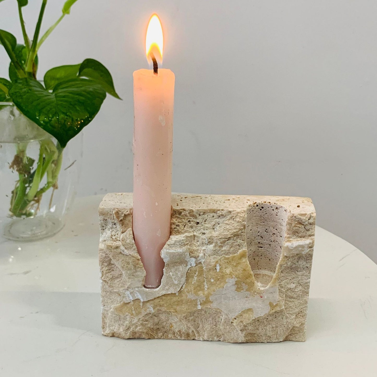 Natural Marble Rectangular Candle Holder