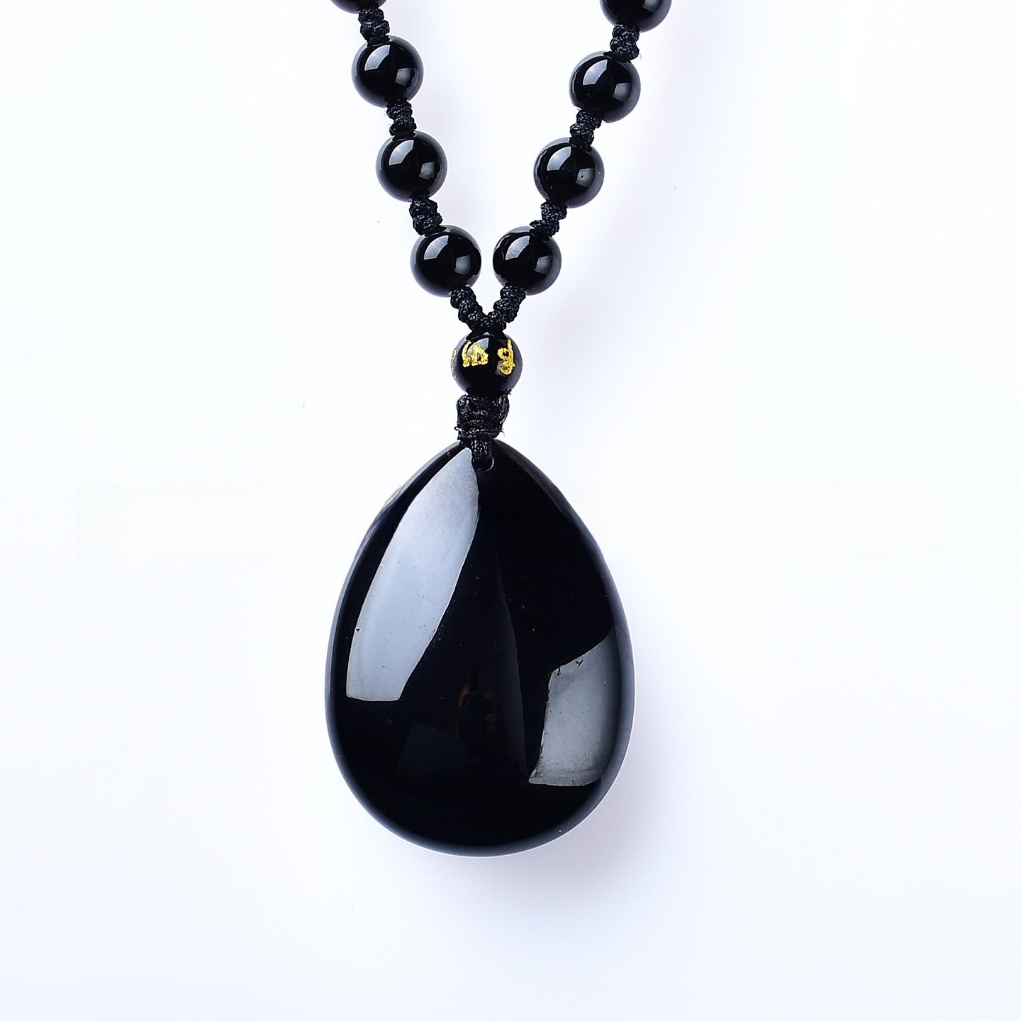 Natural Obsidian Drop Carving Pendant Keychain