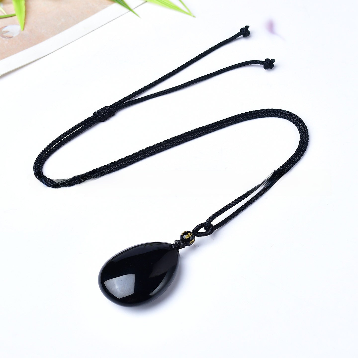 Natural Obsidian Drop Carving Pendant Keychain