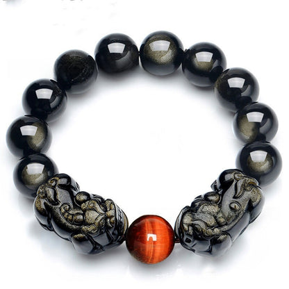 Natural Obsidian Pixiu Bracelet