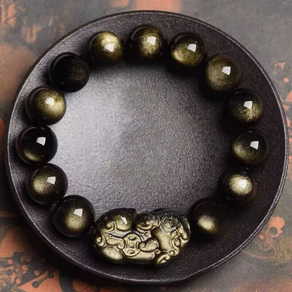 Natural Obsidian Pixiu Bracelet