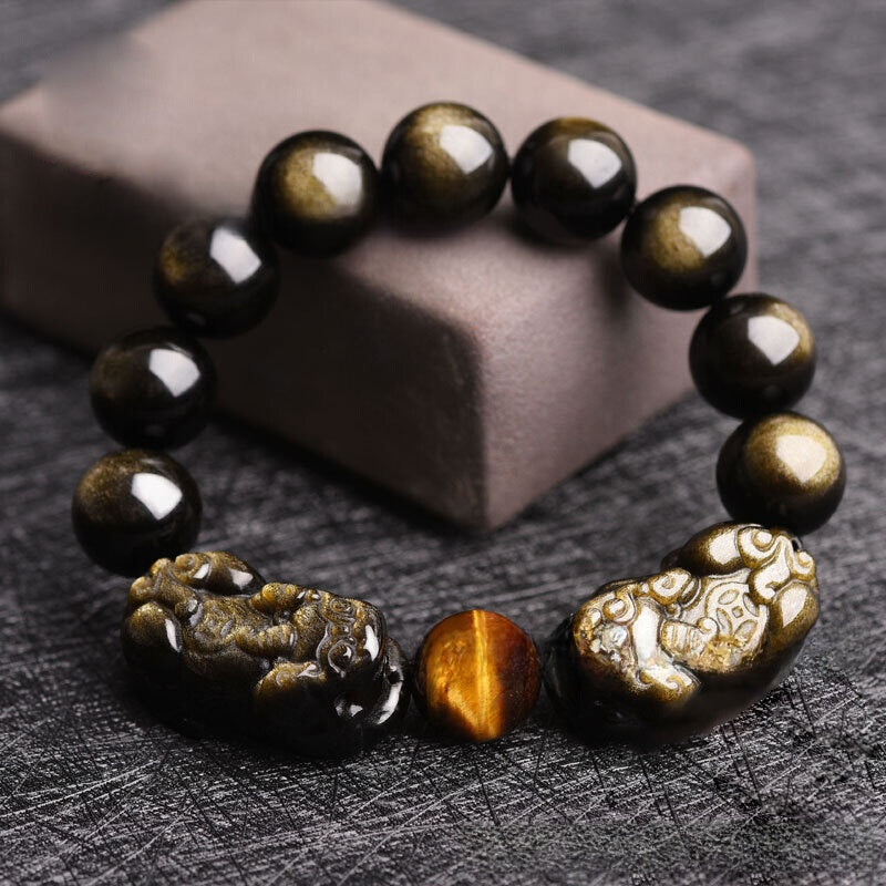 Natural Obsidian Pixiu Bracelet