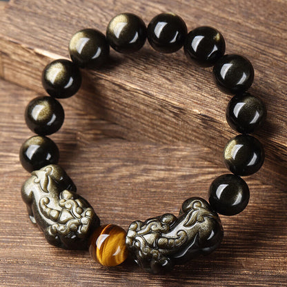 Natural Obsidian Pixiu Bracelet