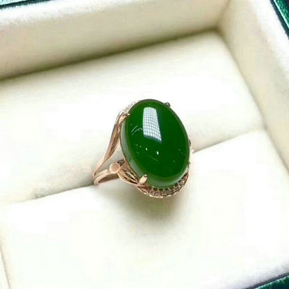Natural old pit Hetian jade ring