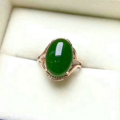 Natural old pit Hetian jade ring